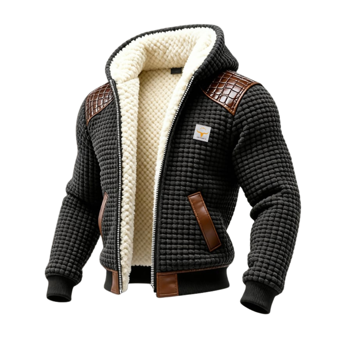 Gaëtan™ | Veste rétro pour homme avec un design patchwork en cuir structuré à carreaux