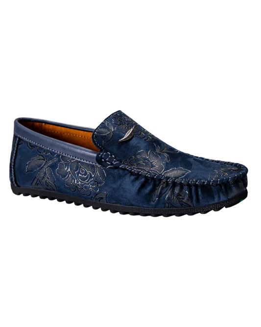 Mocassins floraux en cuir