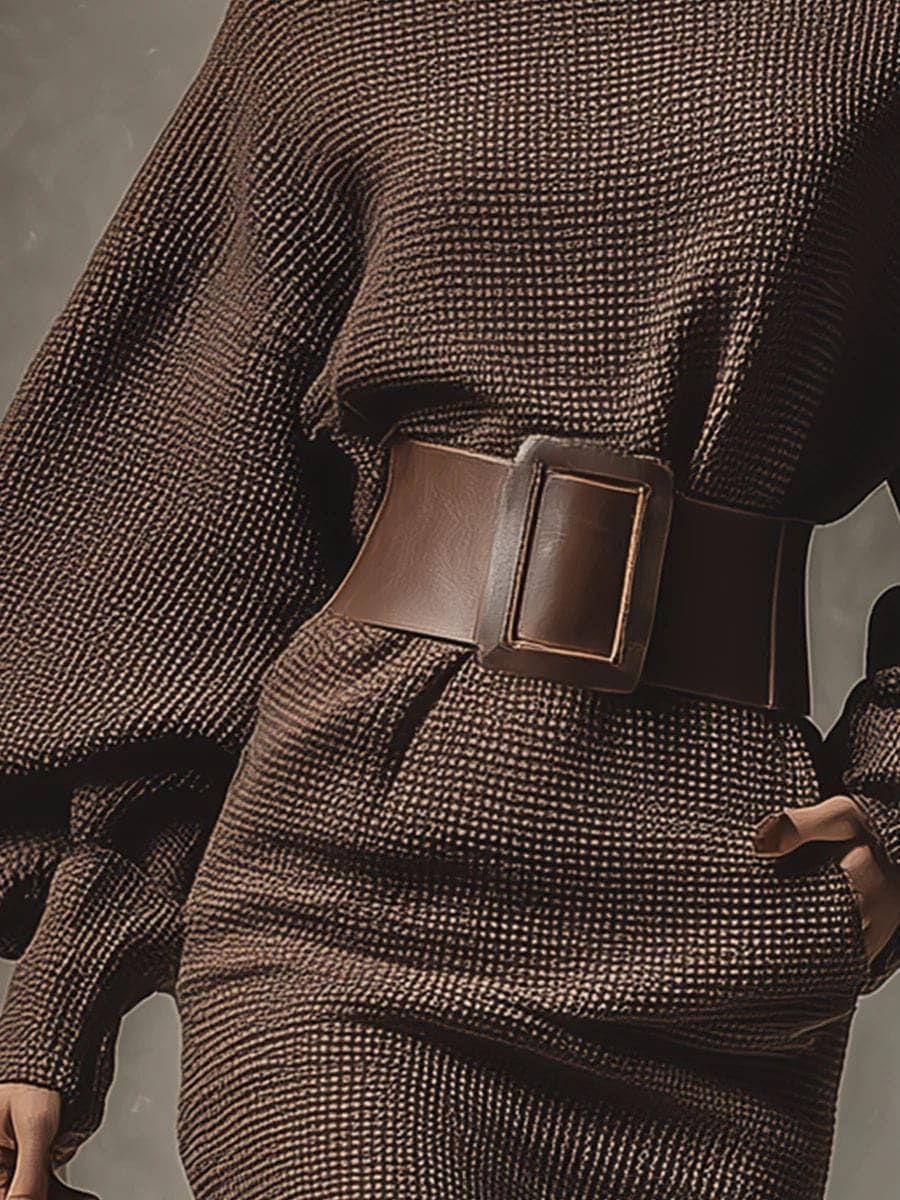 CLÉA | Robe Tricotée Courte avec Ceinture Structurée 