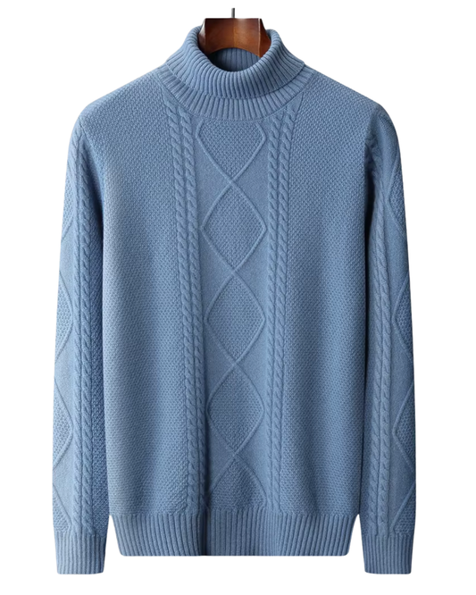 Pull roulé en cachemire imprimé